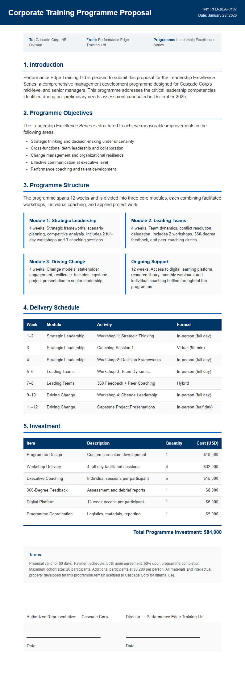 Corporate standard proposal
